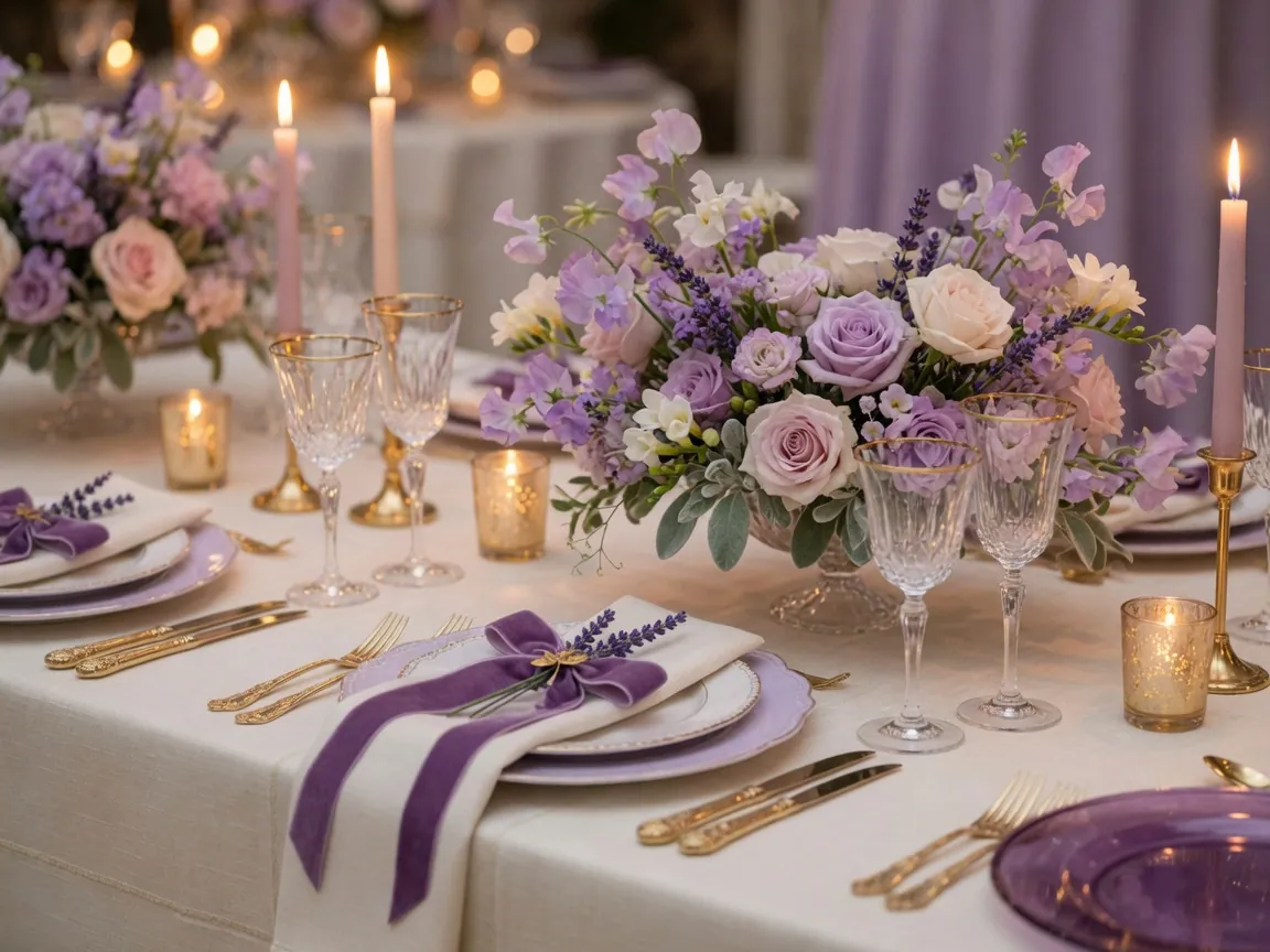 Table dressée pour la réception de mariage